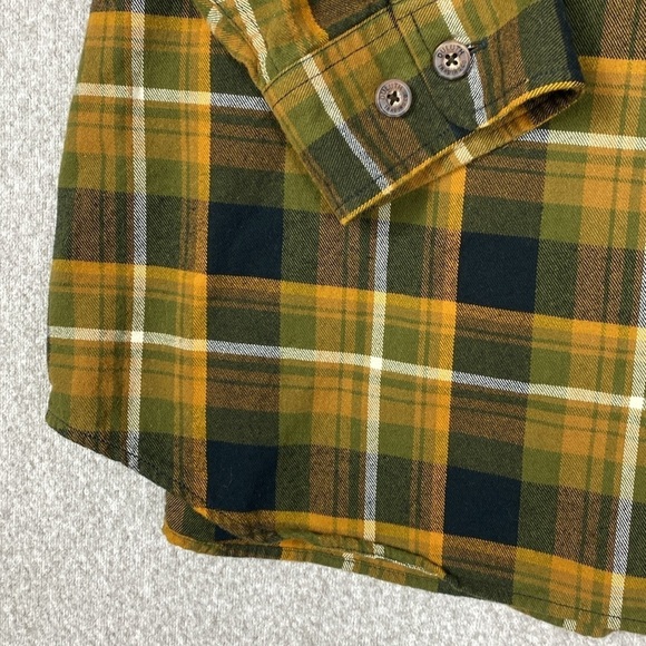 Duluth Trading Co flannel tartan plaid 3XL gold and olive button down soft gorp - Picture 5 of 11